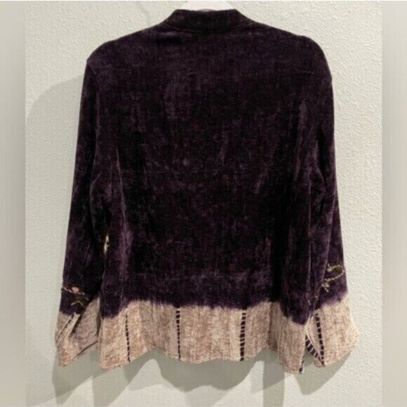 Vintage Boho Embroidered Velvet Jacket Sweater Eclectic Button Lined Colorful - Picture 8 of 8